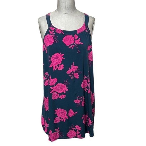 Torrid Navy Blue Pink Floral Goddess Tank Top Size 3 - Picture 1 of 9